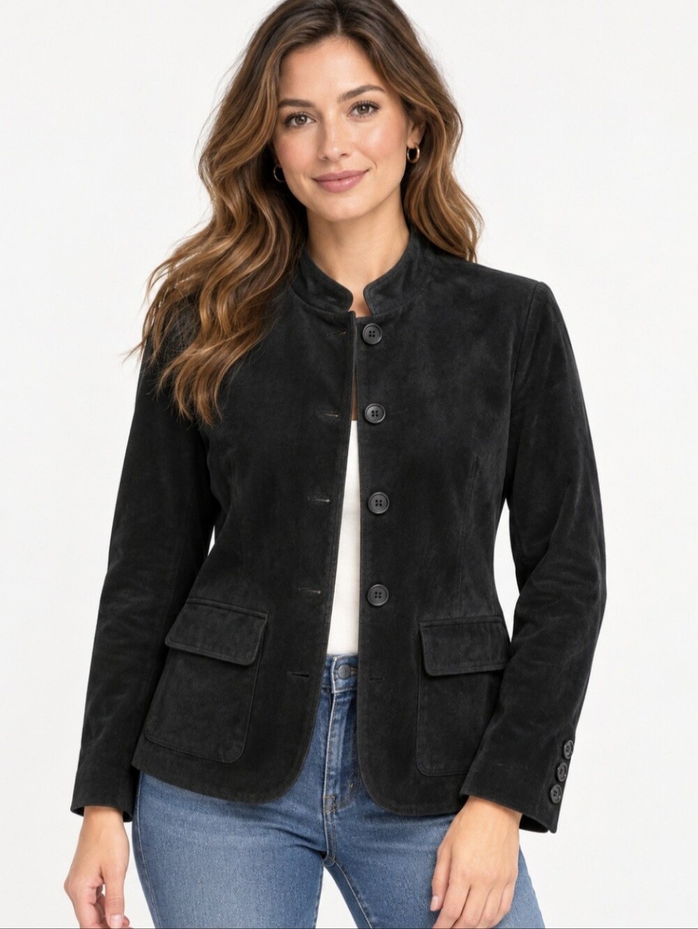 Liz Claiborne Vintage Black Genuine Suede Leather Blazer Jacket 1X